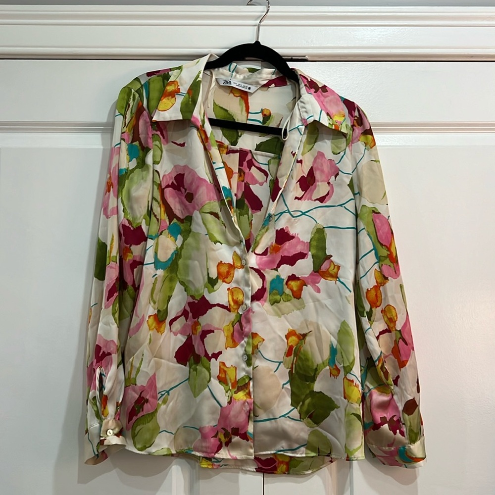 Zara Floral Watercolor button down